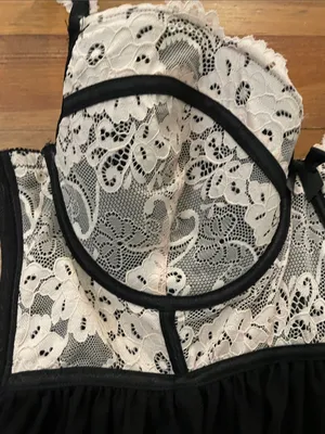NWT Torrid Sz 1 (14/16) Black Lotus Lace Underwire Babydoll Chemise Lingerie thumbnail 7