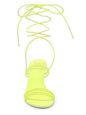 Jennifer Lopez Neon Yellow Lace-Up Stiletto Heels thumbnail 4