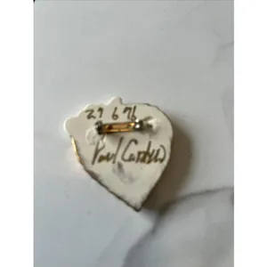 Paul Cardew Signed Ceramic Heart Brooch I Brew With‎ Cardew Pop Art Vintage 1996 thumbnail 2