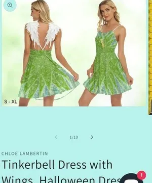 Tinkerbell Green Fairy Dress With Leafy wing Sleeves & Sparkling Small thumbnail 8