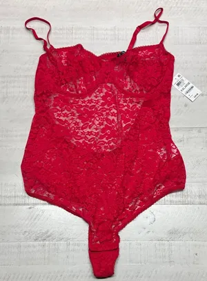INC International Concepts Sexy Lace Underwire Thong Bodysuit Red thumbnail 1