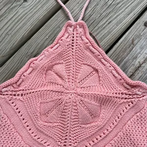 Anthropologie 525 Crochet Halter Tank Peach Tie Neck Size XS. NEW! thumbnail 6