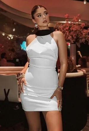 Zara mini bodycon Elegant Black and White Dress wedding holiday evening thumbnail 7