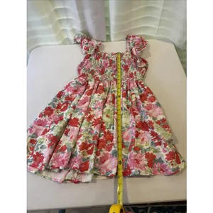 Entro Floral Smocked Mini Dress | Pink Ruffle Flutter‎ Sleeve Square Neck Large thumbnail 10
