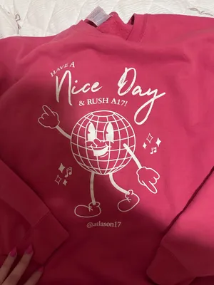 Gildan Pink crewneck sweatshirt disco ball thumbnail 3