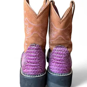 Ariat Fatbaby Western Boots Women’s 10 Purple Croc Print Brown Suede 10014042 thumbnail 7