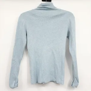Brooks Brothers Womens Light Blue Cotton Cashmere Ribbed Turtleneck Sweater XS thumbnail 6