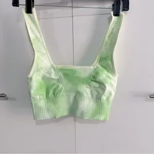 Free People Movement Good Karma Crop Top XS Green Tie Dye Seamless Yoga Bra thumbnail 4