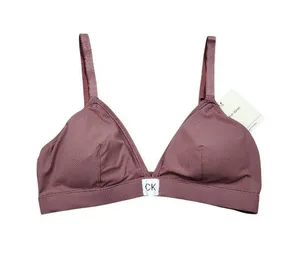 Calvin Klein Microfiber Rib Lightly Lined Triangle Bra Bralette Purple Medium thumbnail 1