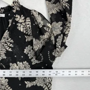 Polagram Black Floral‎ Tiered Maxi Dress Long Sleeve V-Neck Boho PSD3991-A Small thumbnail 5