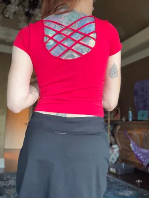 Sexy Red Crop Top Good Condition Bought Pre-Loved thumbnail 3