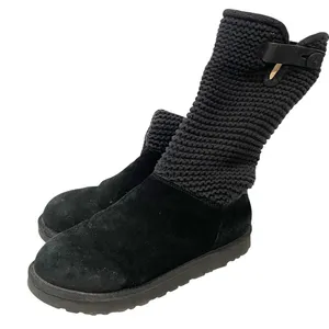 UGG Australia Shaina Size 11 Black Suede Leather /Knit High Ankle Boots 1012534 thumbnail 1