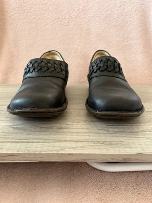 UGG Anila Black Leather Braided Woven Shearling Slip On Clog SN 1005427 7 $120 thumbnail 2