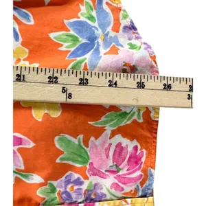 Lauren Ralph Lauren Shirt Womens L Orange Floral Cotton Button Front 3/4 Sleeve thumbnail 9