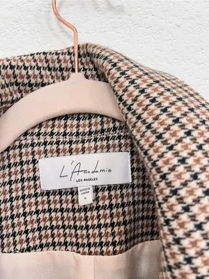 NWOT L'Academie Brown Houndstooth Coat Women's Small Button Front Tailored thumbnail 7