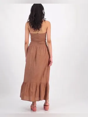 And Now This Smocked Halter Maxi Dress, Brown, Size M, NWOT thumbnail 2