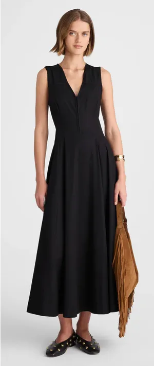 Madewell | NWT V-Neck Circle Midi Dress Black | Sz 2 thumbnail 1