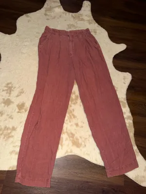 FREE PEOPLE Calla Pleated Trousers red $100 fall linen blend thumbnail 6