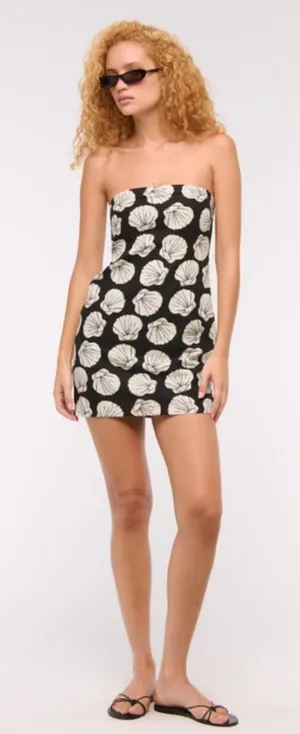 Abercrombie & Fitch The A&F Scarlett Strapless Linen-Blend Skort Dress in Shell thumbnail 1