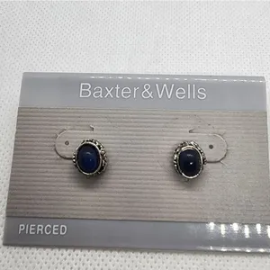 NWT Baxter & Wells Silver & Blue Stud Earrings thumbnail 2
