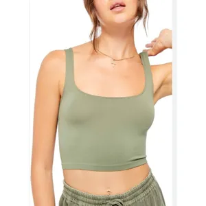 Free People Intimately Scoop Neck Crop Tank M/L Army Green Seamless NWT USA thumbnail 3