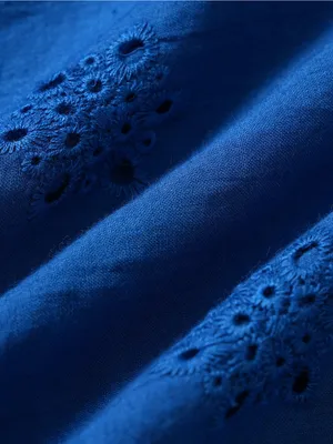 Rihoas Blue V Neck Puffed Sleeve Slit Midi Dress thumbnail 8