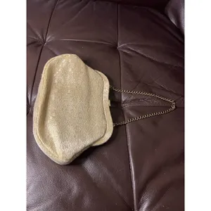 Gold Brocade Evening Bag Floral Frame Clutch Chain Handle Formal Purse VTG thumbnail 5
