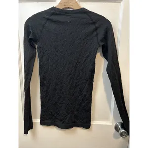 Lululemon Rest Less Pullover Black Textured Long Sleeve Crewneck Top Size XXXS thumbnail 7