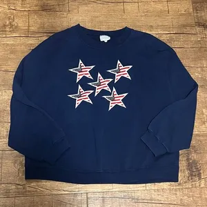 Vintage embroidered America USA stars flag sweatshirt crewneck thumbnail 1