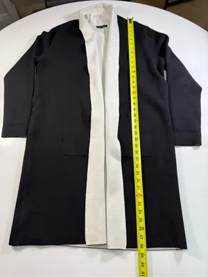 IMAN Cotton Blend Black Cardigan with White Interior thumbnail 3