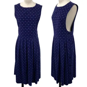 Vintage 90s American Eagle Corduroy Midi Dress Pinafore Pleated Printed Navy S thumbnail 2