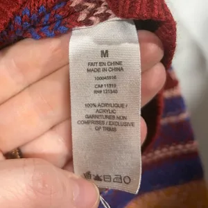 Garage Womens Fair Isle Striped‎ Sweater Rust Red Blue Multi Color Knit Size M thumbnail 5