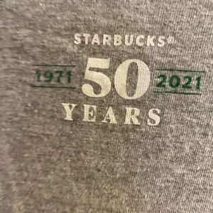 Starbucks Gray T Shirt S 32” Small 50th Anniversary 1971 2021 Employee Issued thumbnail 5