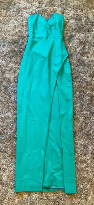 REVOLVE Lovers + Friends Teal Green Strapless Long Maxi Dress with Slit thumbnail 1