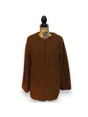 Teddy Jacket Coat Women’s Size Medium Brown Max Studio thumbnail 4
