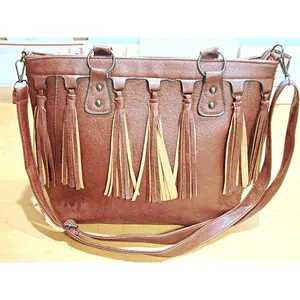 Source Unknown Brown Western Leather Tassle Fringe Front Adjustable Strap Shoulder Bag Cowgirl thumbnail 4
