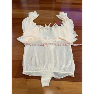 NWOT Intimately Free People Bodysuit Womens Peach Ruffle Open Back Sheer XS thumbnail 7