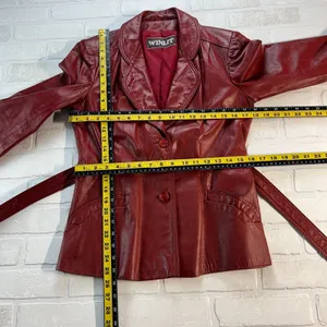 Vintage WINLIT Leather Jacket Womens Small M Red Rust Mod Gogo Hipster 1960s‎ 13 thumbnail 2