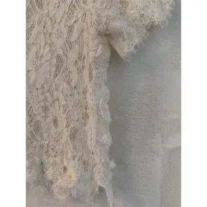 Zara Trafaluc White Lace Crop Top Short Sleeve Full Zip Back Textured Floral M‎ thumbnail 6