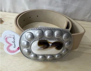 NWT True Love Western Tan Belt Silver Buckle Boho Cowboy Women’s Size S thumbnail 1
