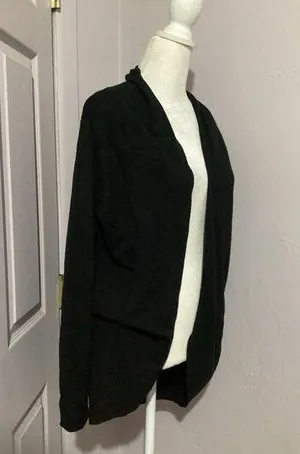 Dreamers Black Open Front Cardigan Cotton Blend Long Sleeve M thumbnail 1
