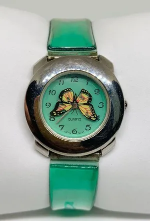 Kids rotating butterfly dial watch two tone 27mm quartz up to 7” running thumbnail 1