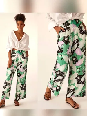 EUC Anthropologie Maeve Floral Wide Leg Pants Size thumbnail 2