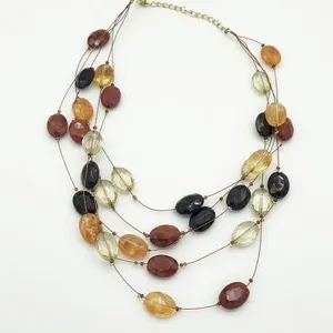 Women's Earth-tone Fashion Statement Beaded Necklace thumbnail 1