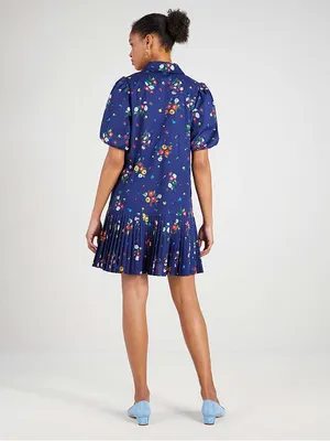 kate spade Navy Floral Tie-Waist Puff Sleeve Mini Dress thumbnail 5