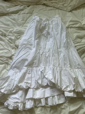 Anthropologie white poofy long skirt thumbnail 2