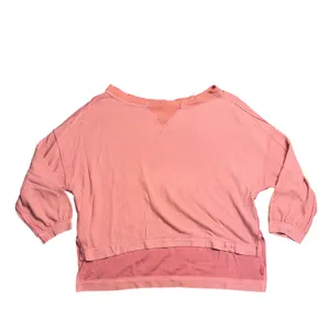 Free People Movement Pullover Women Small Coral Good Ribbed Raw‎ Hem Oversized thumbnail 2