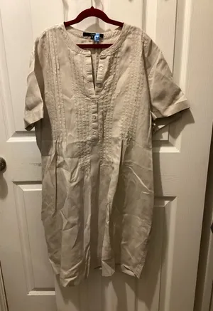 Quince Cream Pintuck Midi Dress thumbnail 1