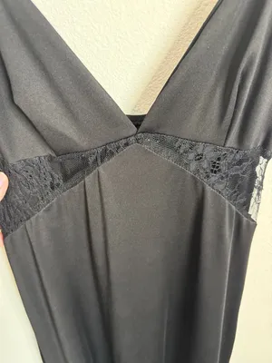 Cider Black Full Length Silky Slip Dress Size S thumbnail 2