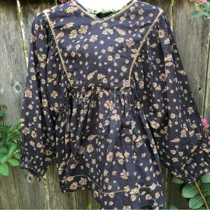 Free People Floral print Cotton Top Blouse M thumbnail 7